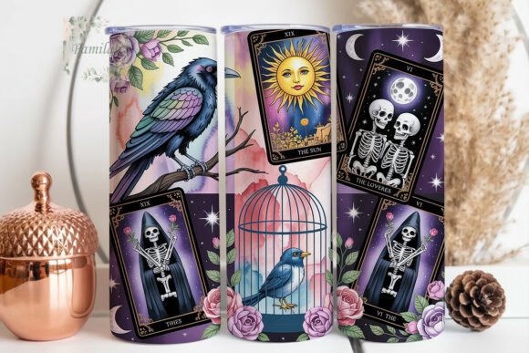 Download Mystical Tarot Skeleton 20oz Tumbler Wra - Mystical Collection