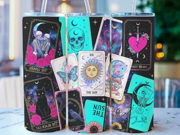 Download Mystical Tarot 20oz Skinny Tumbler Wrap, - Mystical Collection