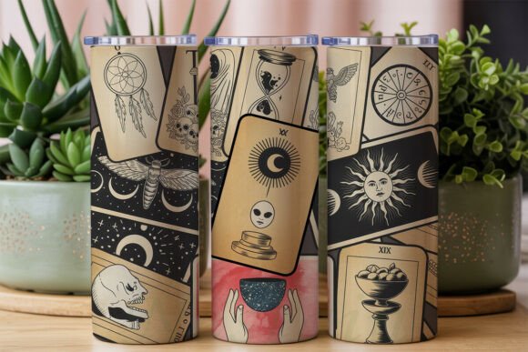 Download Mystical Tarot Card Collage Tumbler Wrap - Mystical Collection