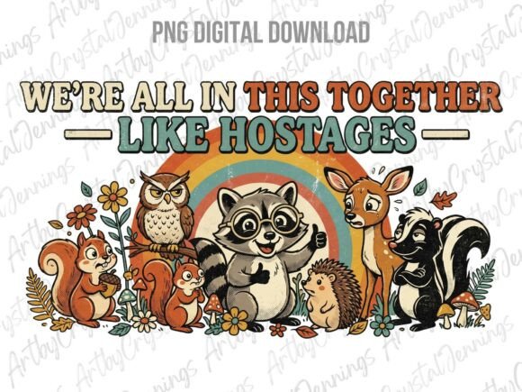 Download Retro Funny Hostages Forest Animals PNG - Forest animals png Collection